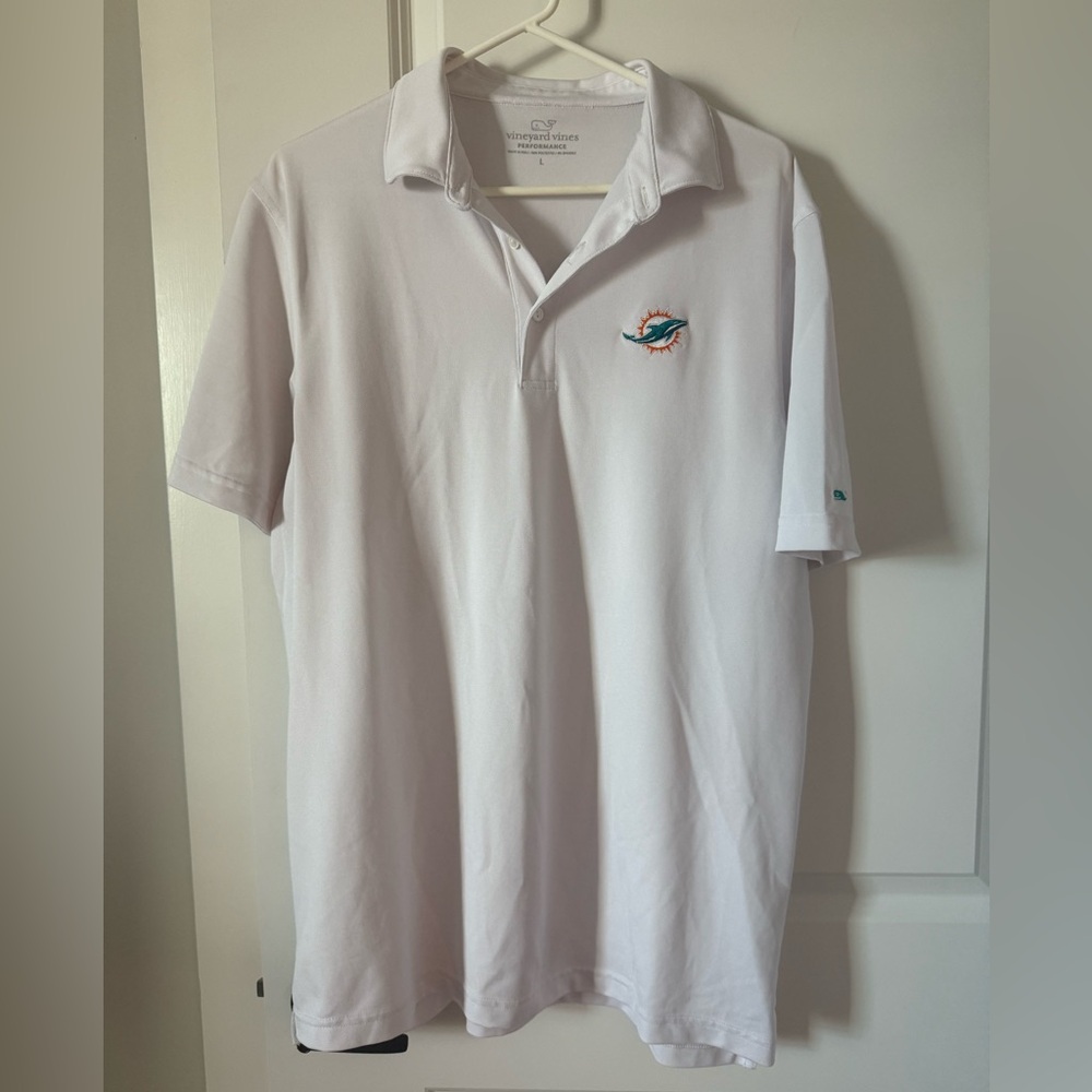 Miami Dolphins Football Vineyard Vines Performance Polo White Shirt